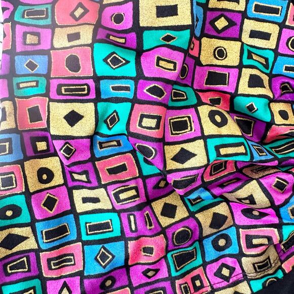 Oscar De La Renta Vintage Multicolored Geo Square Faux Wrap One Piece Swimsuit - Picture 5 of 10